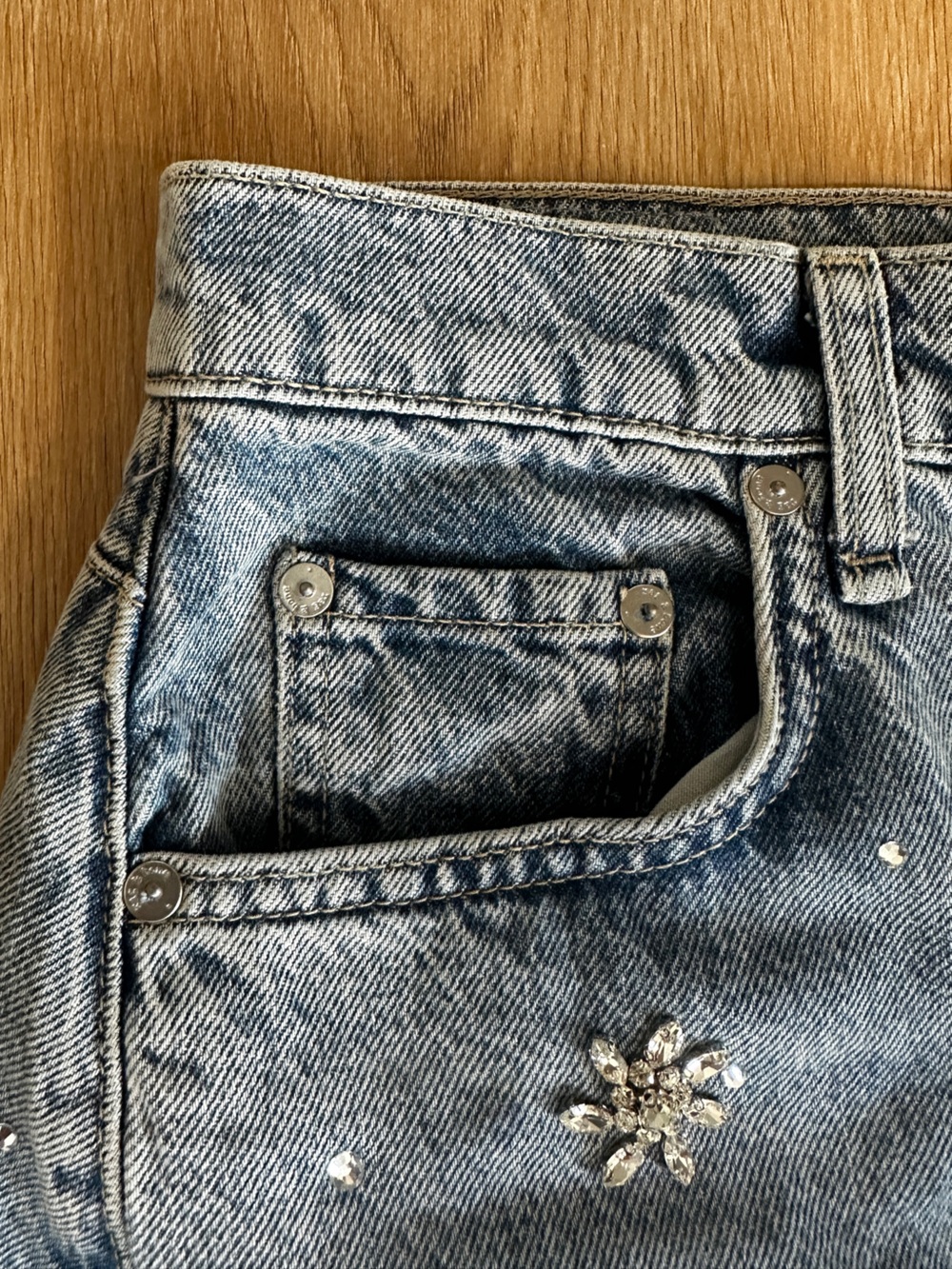 Charlie Flower Crystal High Waist Ankle Barrel Jeans - Picture 9 of 16